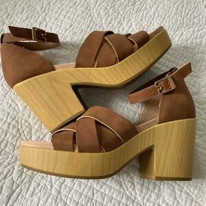 Dr. Scholl's Brown Platform Heeled Sandals, Women’s 8.5